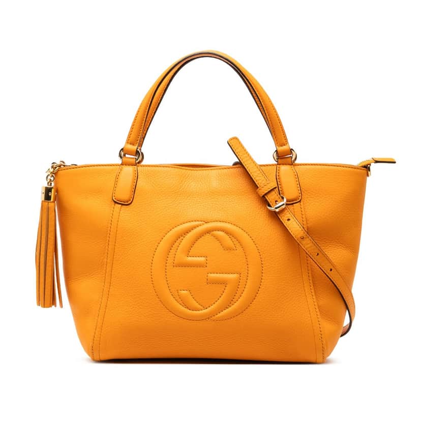 Gucci Small Calfskin Soho Cellarius Satchel Yellow Leather Very good condition - Front View