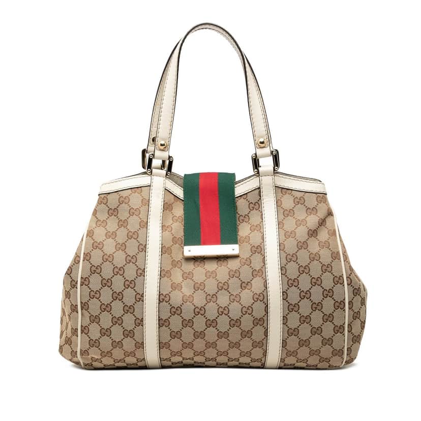 Gucci GG Canvas Web New Ladies Tote Beige Very good condition - Front View