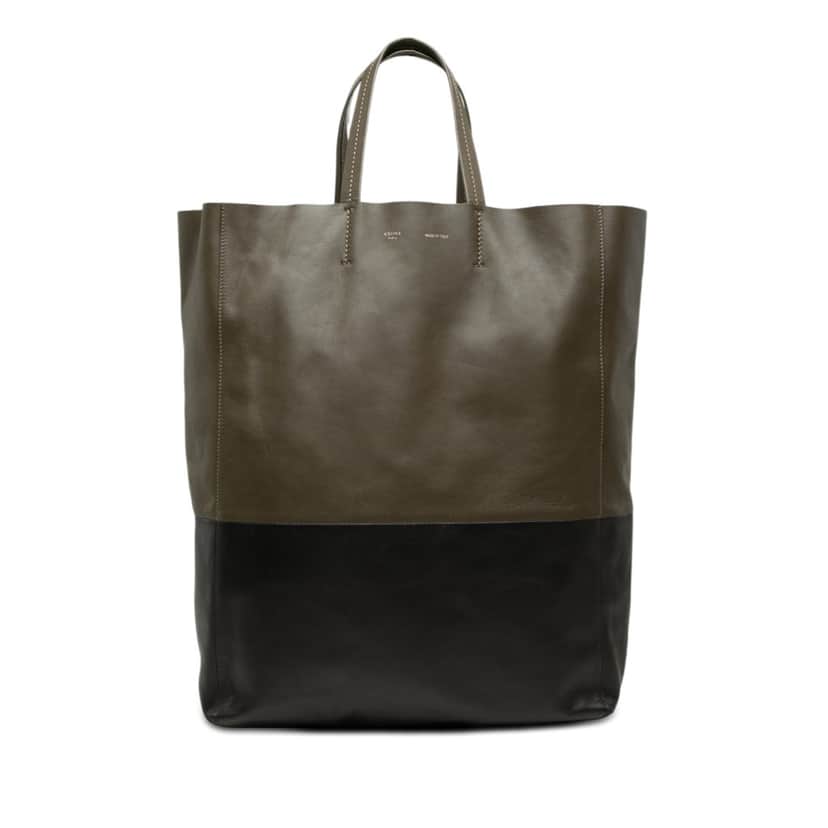 Celine Bicolor Leather Vertical Cabas Tote Green Leather Very good condition - Front View