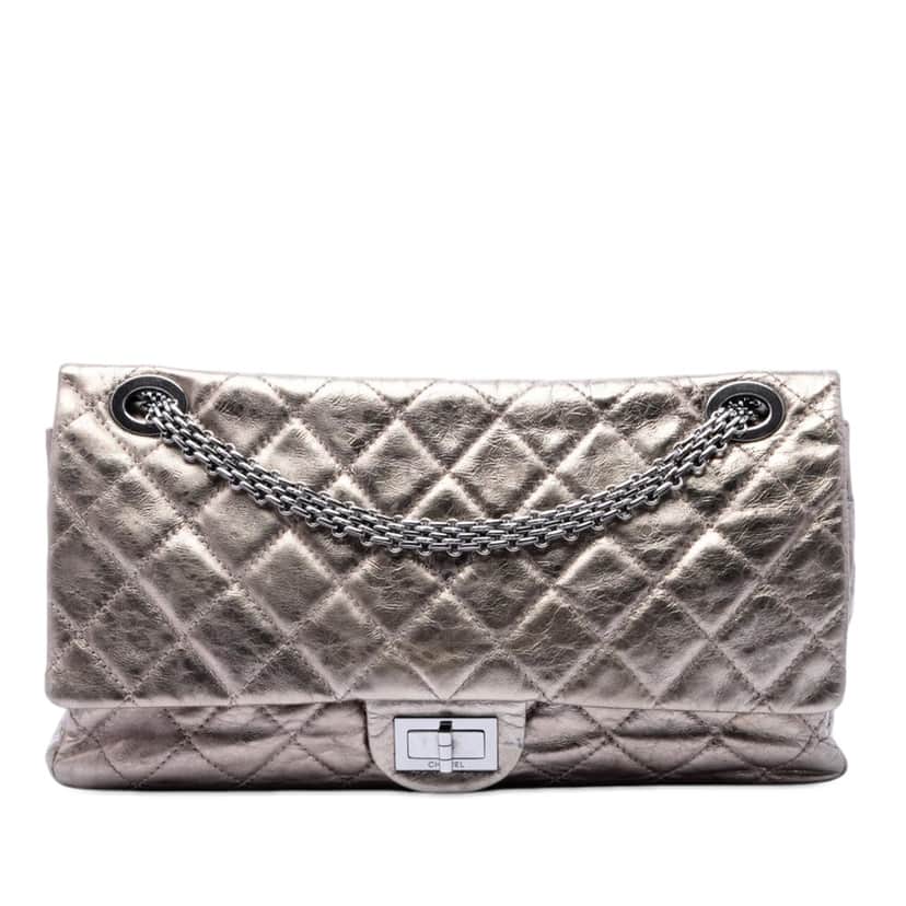 Chanel Metallic Aged Calfskin Reissue 2.55 Double Flap 227 Gold Leather Very good condition - Front View