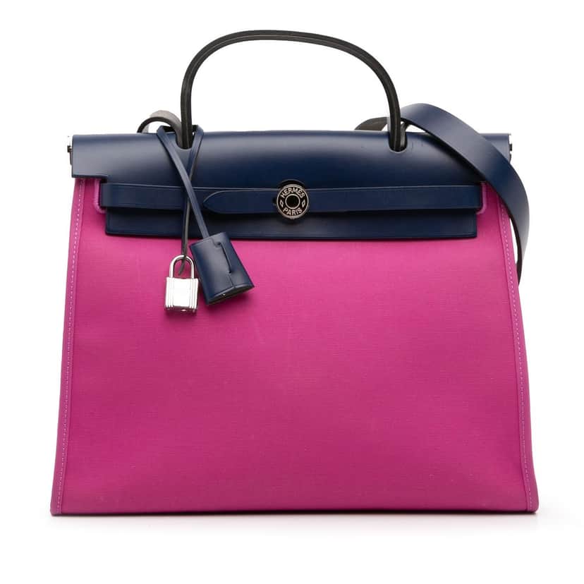 Hermès Toile Herbag Zip 31 Pink Very good condition - Front View