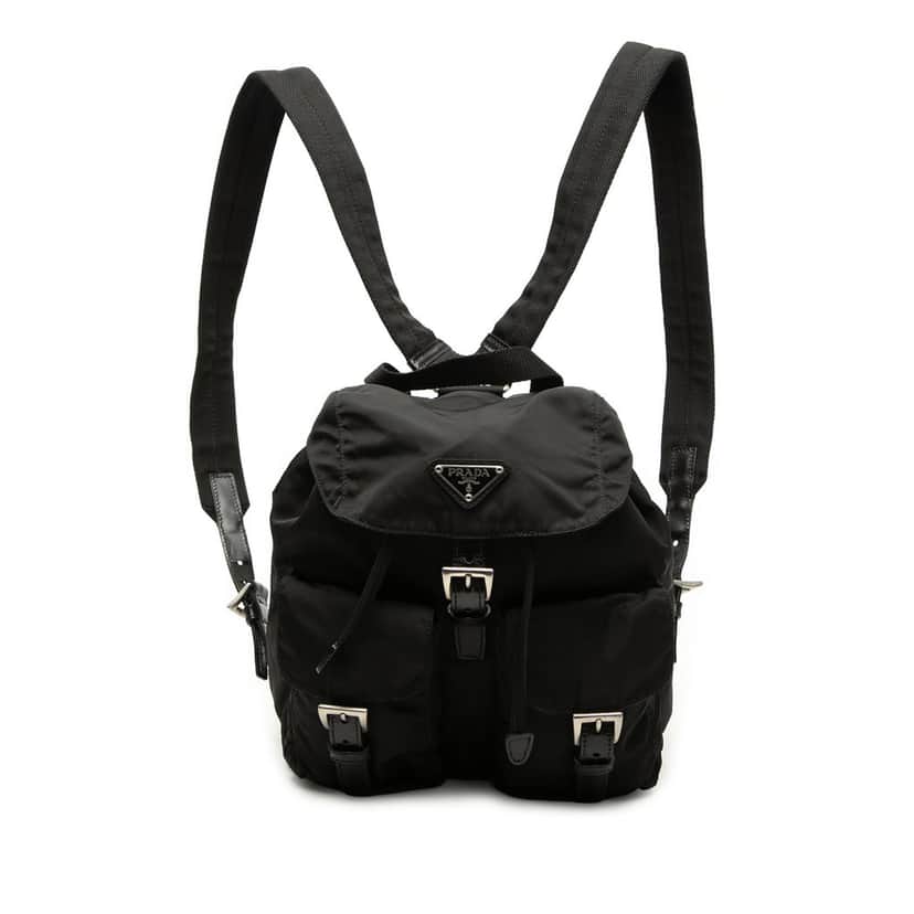 Prada Tessuto Drawstring Backpack Black Very good condition - Front View
