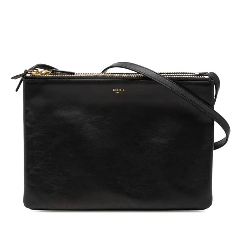 Celine Large Lambskin Trio Crossbody Black Leather Very good condition - Front View