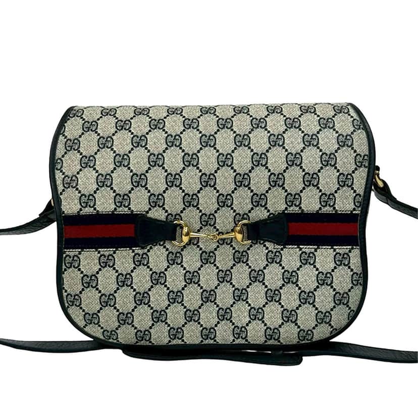 Gucci GG Supreme Horsebit Web Crossbody Beige Very good condition - Front View