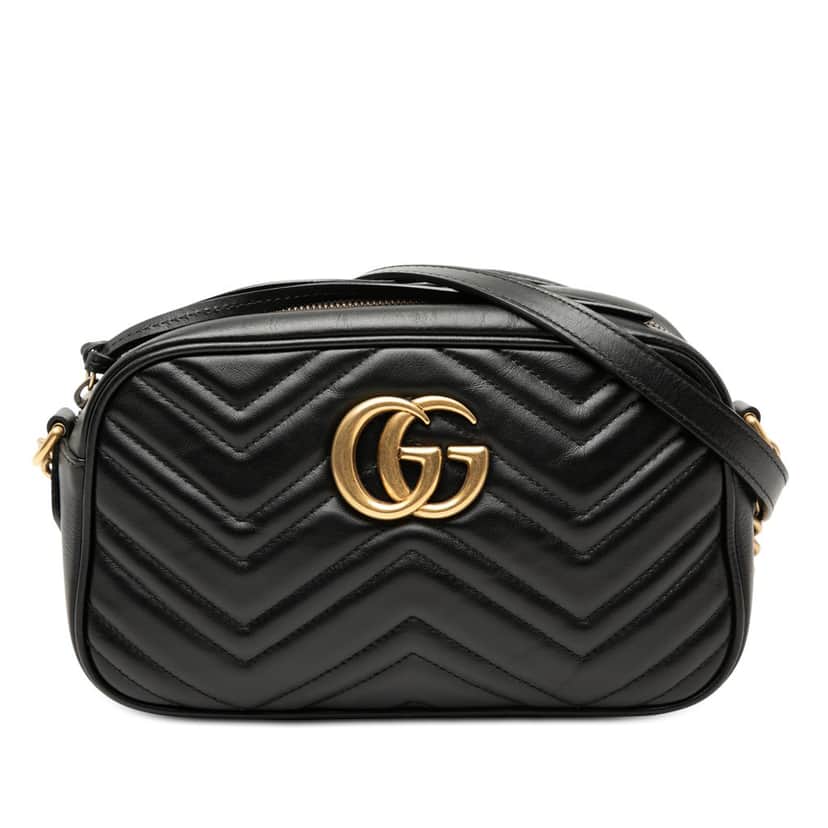 Gucci Small GG Marmont Matelasse Leather Crossbody Black Leather Very good condition - Front View