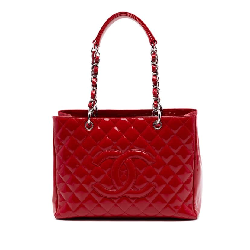 Chanel Patent Grand Shopping Tote Red Leather Very good condition - Front View