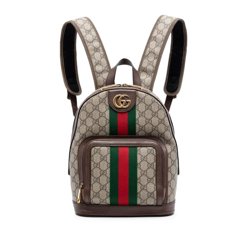 Gucci Small GG Supreme Web Ophidia Backpack Beige Very good condition - Front View