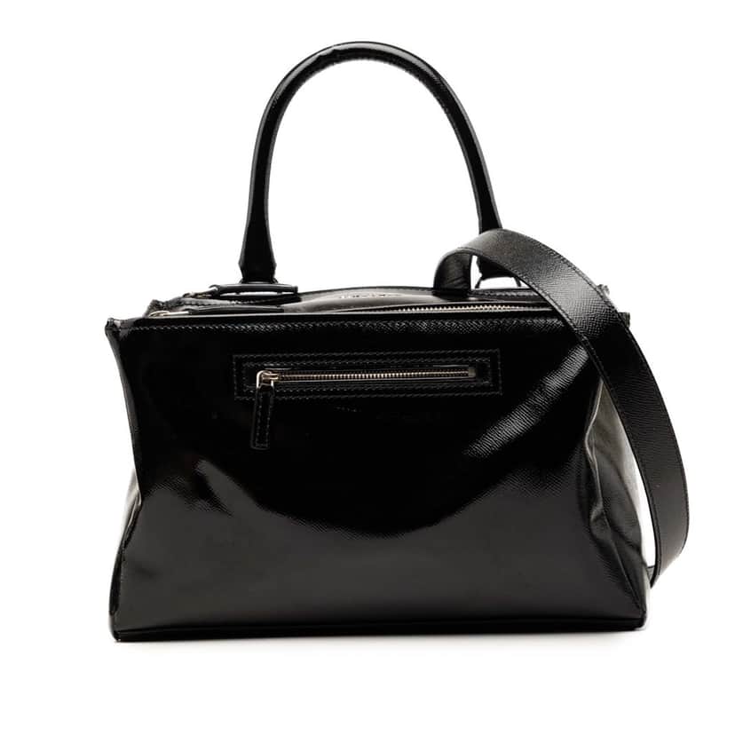 Givenchy Medium Textured Patent Pandora Satchel Black Leather Very good condition - Front View