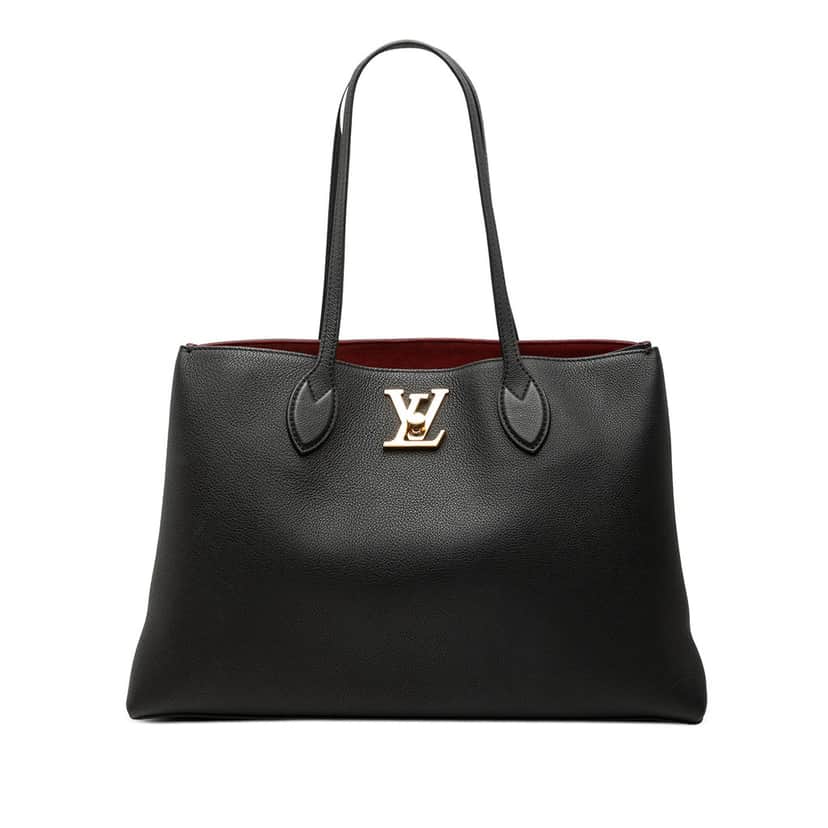 Louis Vuitton Leather Lockme Shopper Tote Black Leather Very good condition - Front View
