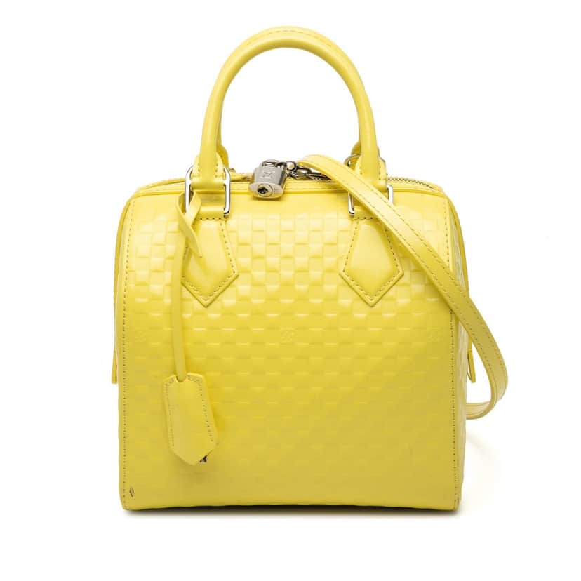 Louis Vuitton Damier Facette Speedy Cube PM Yellow Leather Very good condition - Front View
