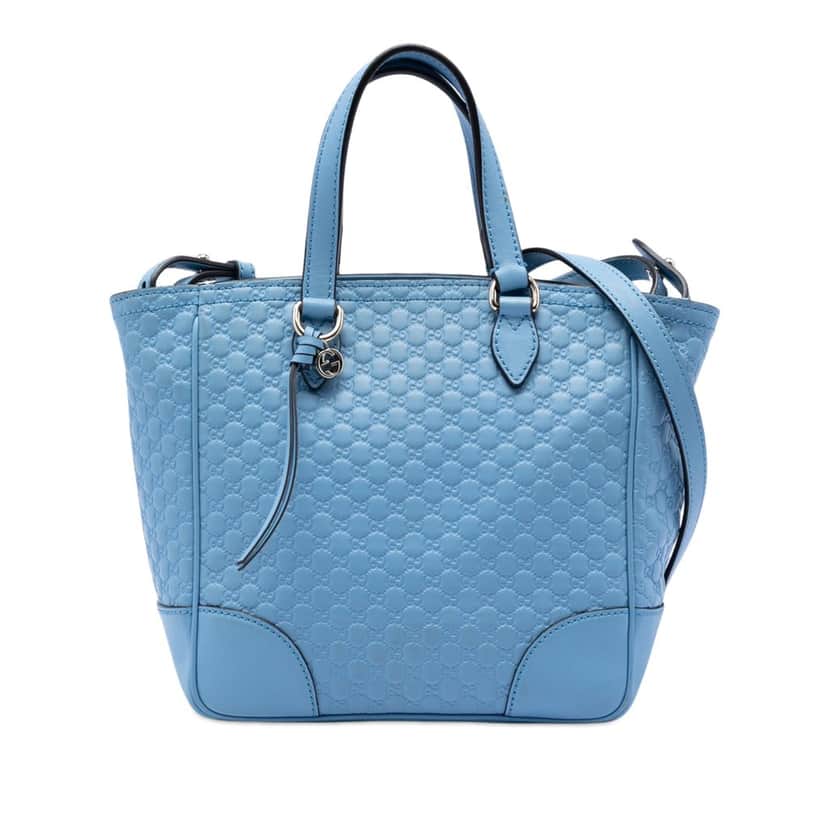 Gucci Small Microguccissima Bree Satchel Blue Leather Very good condition - Front View