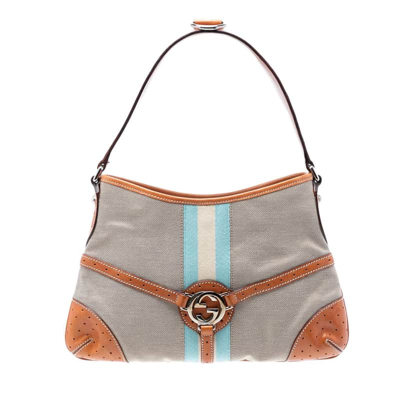 Gucci Canvas Web Reins Shoulder Bag Beige Very good condition - Front View