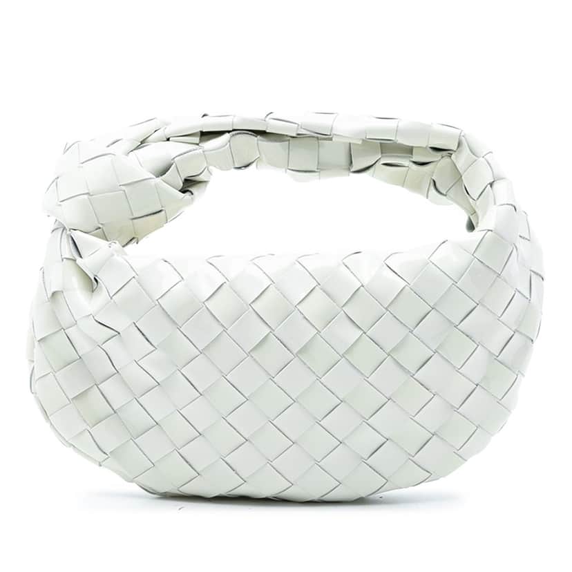 Bottega Veneta Mini Patent Intrecciato Jodie White Leather Very good condition - Front View