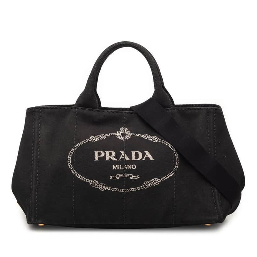 Prada Canvas Canapa Logo Satchel Black Very good condition - Front View