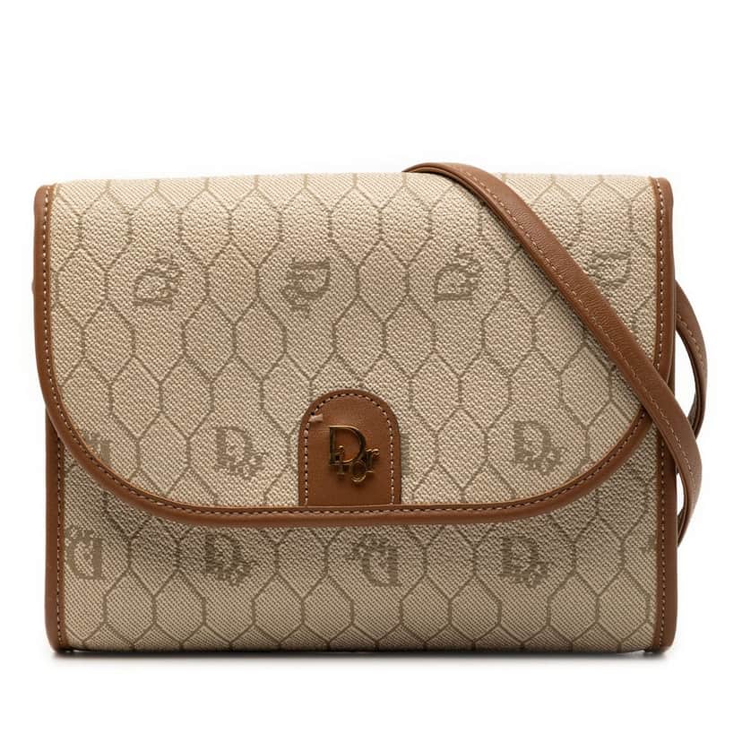 Dior Honeycomb Coated Canvas Crossbody Beige Very good condition - Front View