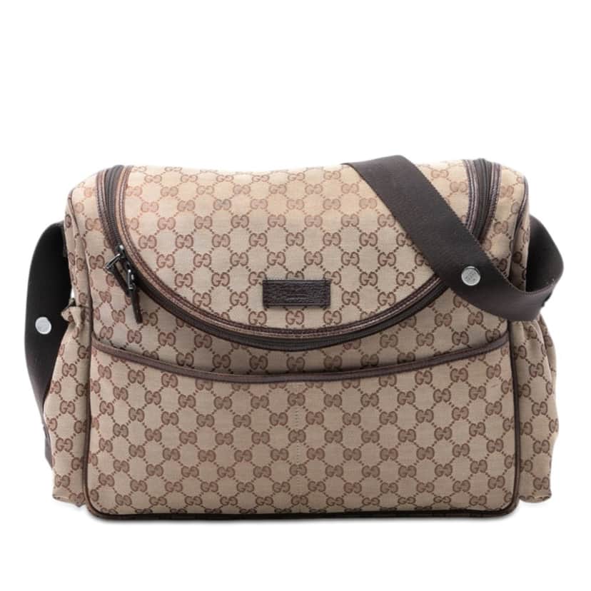 Gucci GG Canvas Diaper Bag Beige Very good condition - Front View