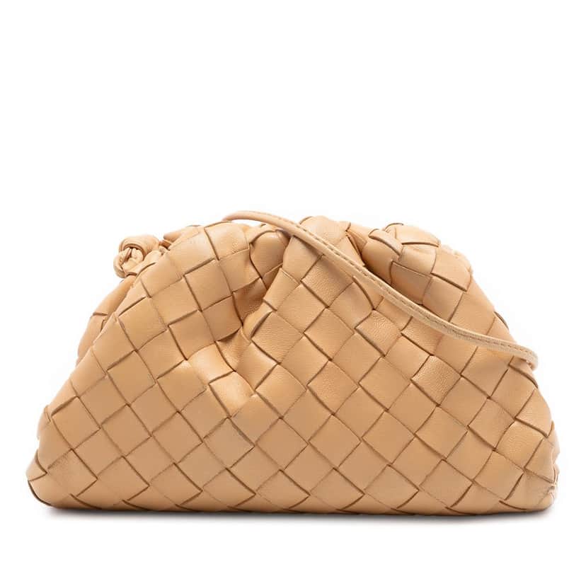 Bottega Veneta Nappa Intrecciato The Mini Pouch Crossbody Brown Leather Very good condition - Front View