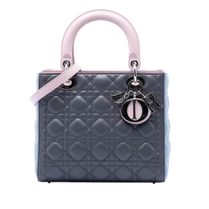 Dior Medium Tricolor Lambskin Cannage Lady Dior Other Leather Very good condition - Front View