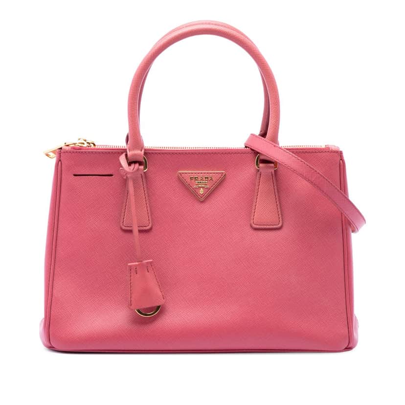 Prada Medium Saffiano Lux Galleria Double Zip Tote Pink Leather Very good condition - Front View