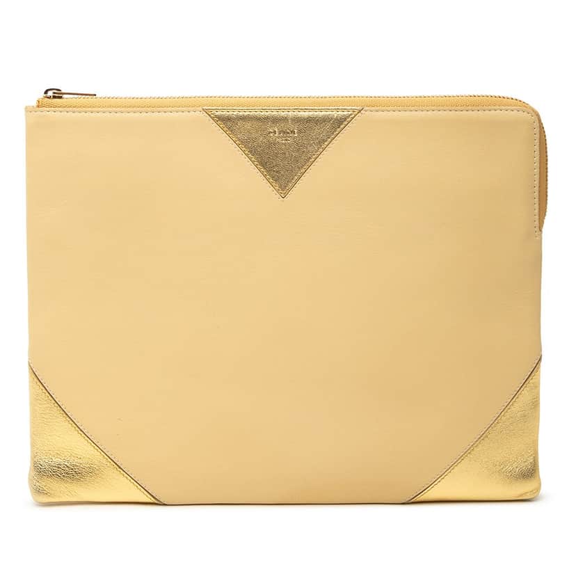 Celine Bicolor Lambskin Coeur Clutch Beige Leather Very good condition - Front View