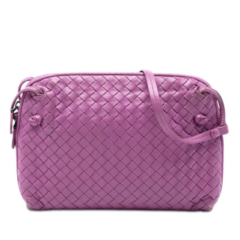 Bottega Veneta Nappa Intrecciato Nodini Crossbody Pink Leather Very good condition - Front View
