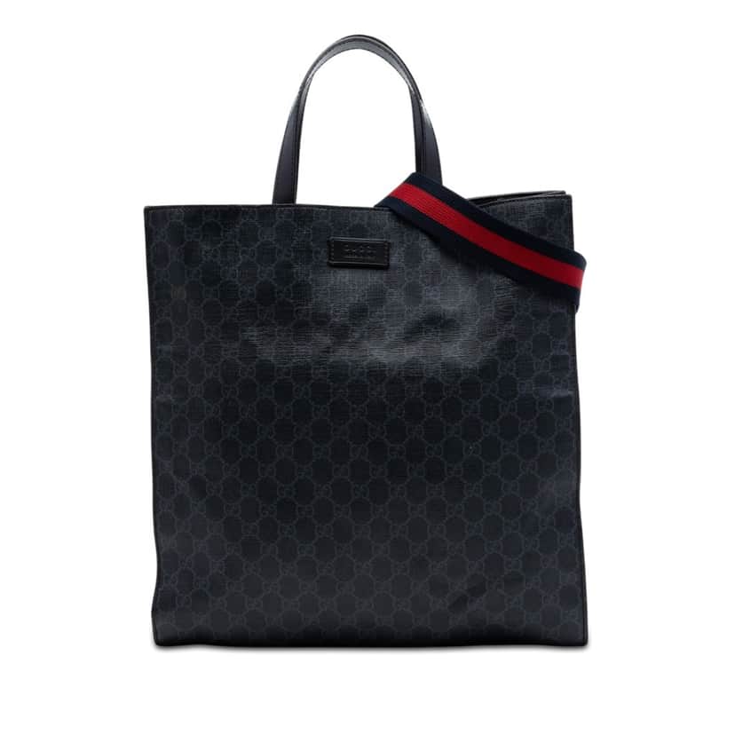 Gucci GG Supreme Convertible Soft Tote Black Very good condition - Front View
