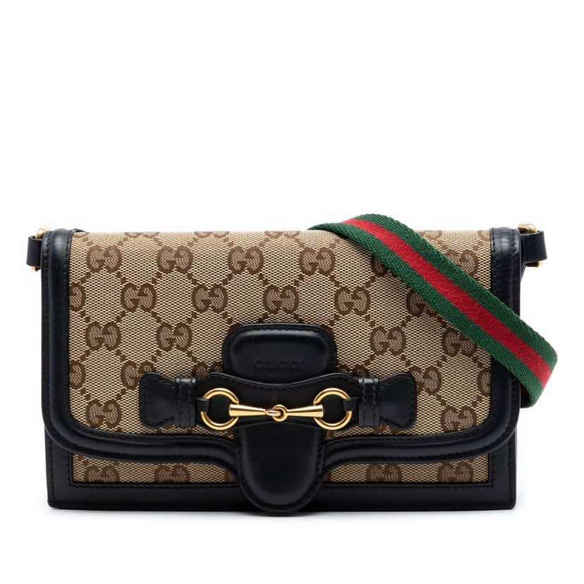 Gucci GG Canvas Lady Web Wallet On Strap Beige Very good condition - Front View