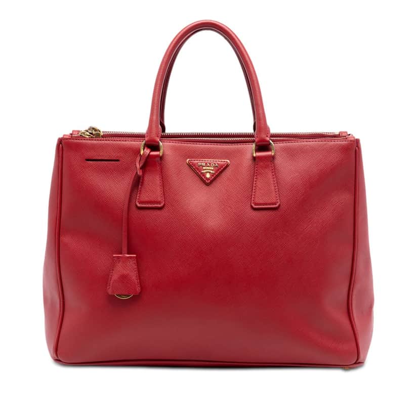 Prada Large Saffiano Lux Galleria Double Zip Satchel Red Leather Very good condition - Front View