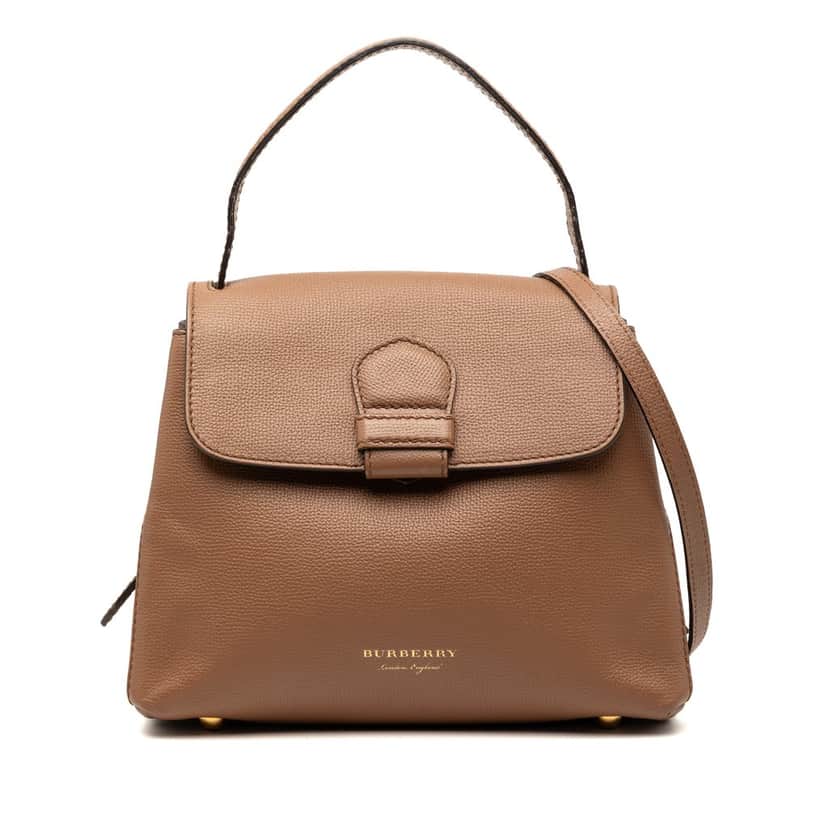 Burberry Small Calfskin and House Check Camberley Satchel Brown Leather Very good condition - Front View