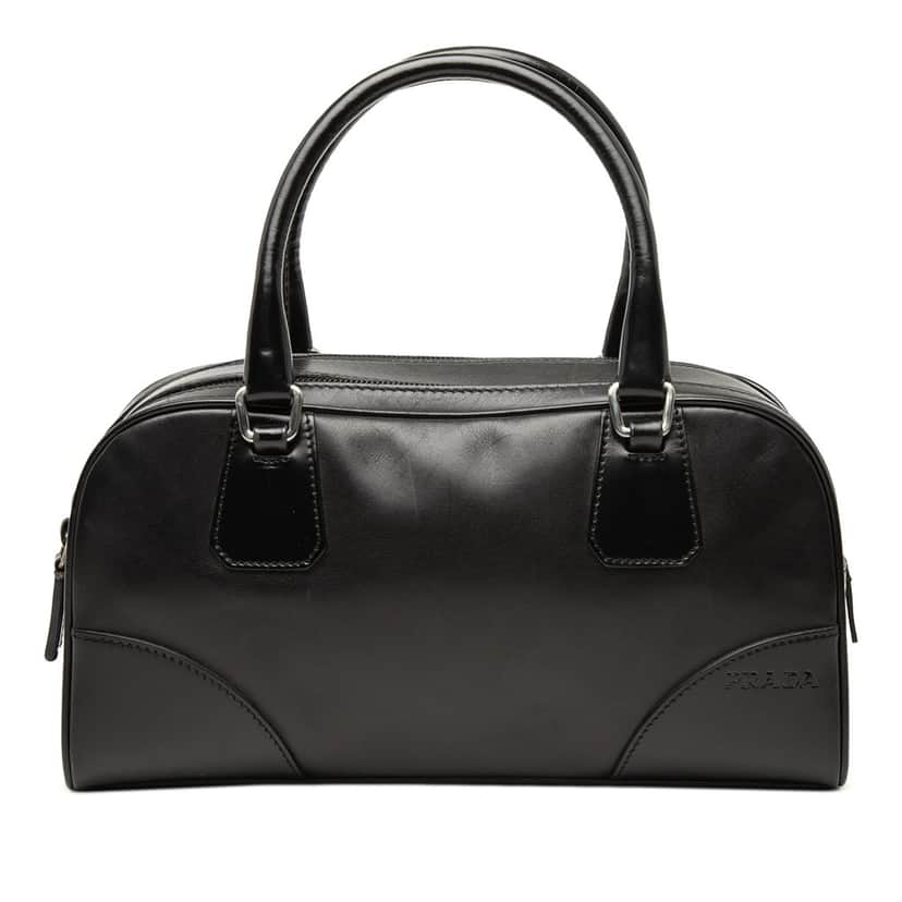 Prada Soft Calf Bowling Bag Black Leather Very good condition - Front View