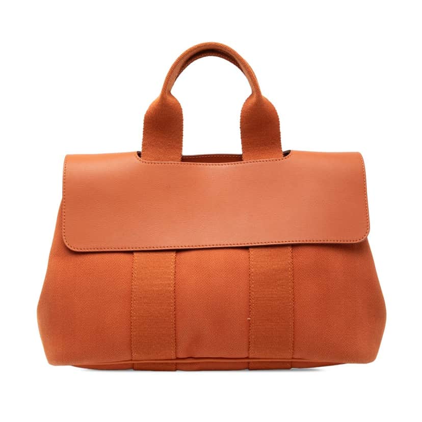 Hermès Toile and Swift Valparaiso PM Orange Very good condition - Front View