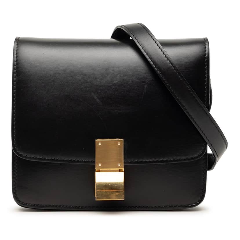 Celine Small Calfskin Classic Box Black Leather Very good condition - Front View