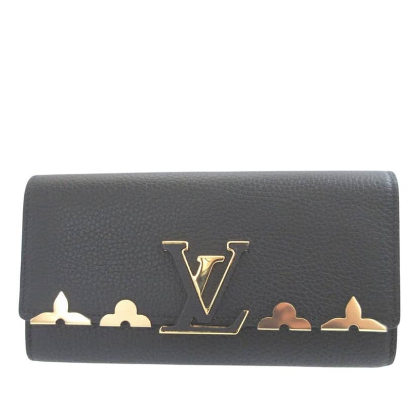 Louis Vuitton Taurillon Capucines Flower Long Wallet Black Leather Very good condition - Front View