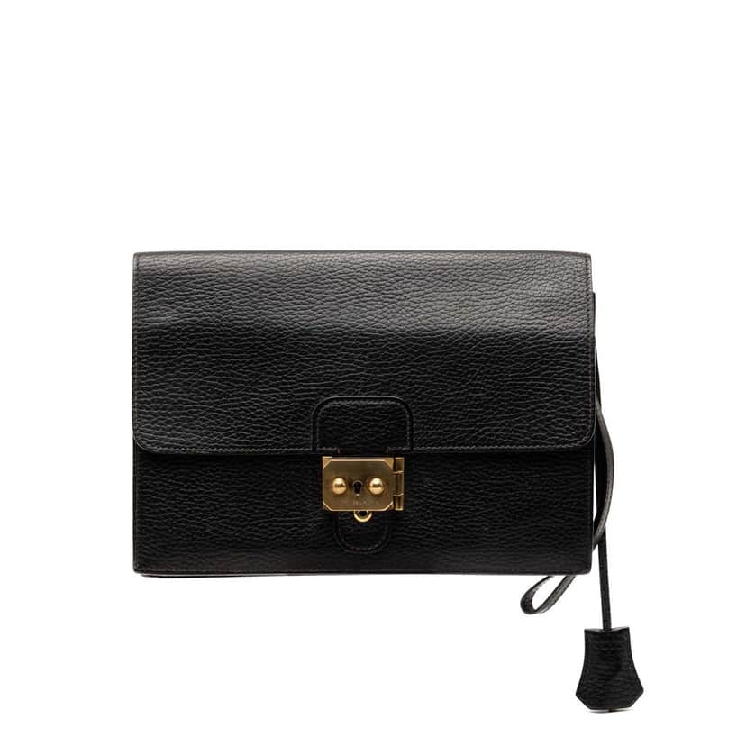 Hermès Ardennes Jet Pochette Clutch Black Leather Very good condition - Front View
