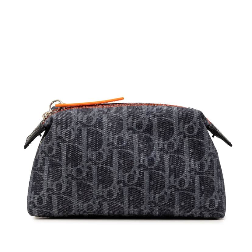 Dior Diorissimo Trotter Denim Flight Cosmetic Pouch Blue Very good condition - Front View