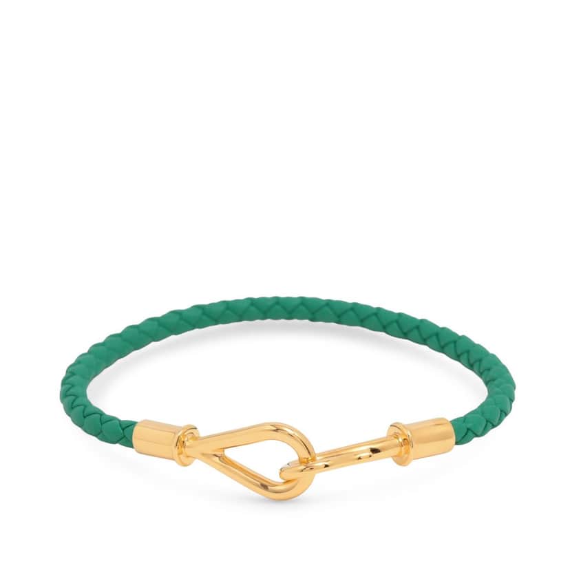Hermès Jumbo Hook Bracelet Green Leather Very good condition - Front View