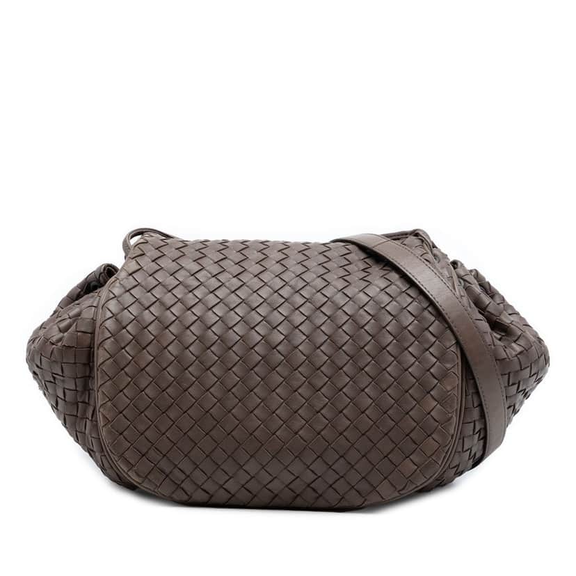 Bottega Veneta Nappa Intrecciato Flap Crossbody Brown Leather Never worn, with tag - Front View