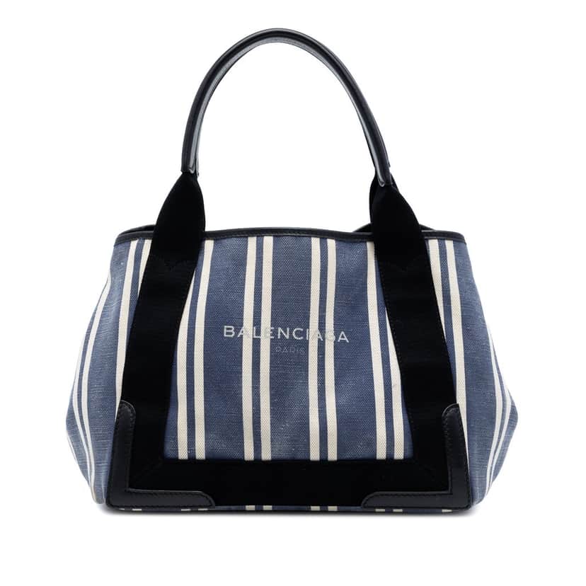 Balenciaga Canvas Striped Navy Cabas S Blue Very good condition - Front View
