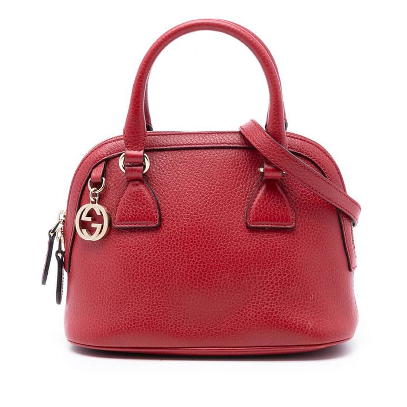 Gucci Mini Leather GG Charm Dome Satchel Red Leather Very good condition - Front View