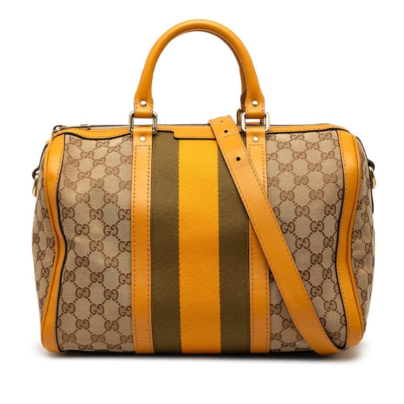 Gucci Medium GG Canvas Web Joy Boston Bag Beige Very good condition - Front View