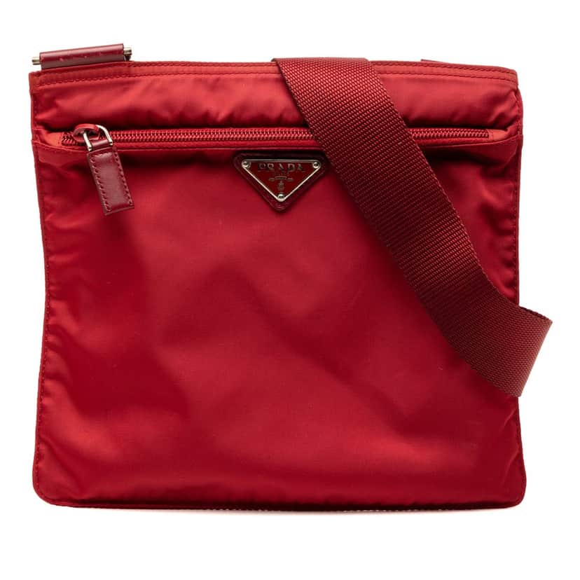 Prada Tessuto Zip Top Crossbody Red Very good condition - Front View