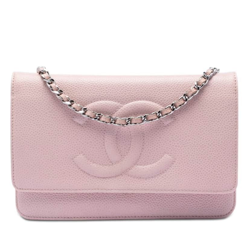 Chanel CC Caviar Wallet On Chain Pink Leather Very good condition - Front View