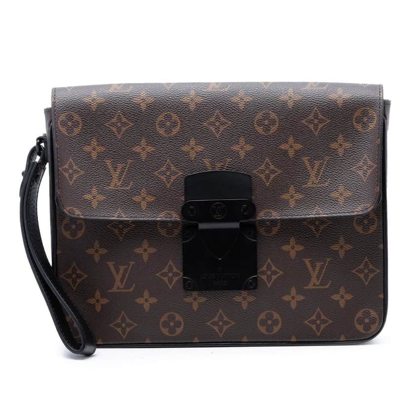 Louis Vuitton Monogram Macassar S Lock A4 Pouch Brown Very good condition - Front View