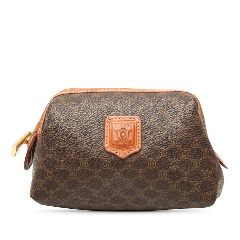 Celine Macadam Coated Canvas Pouch Brown Very good condition - Front View