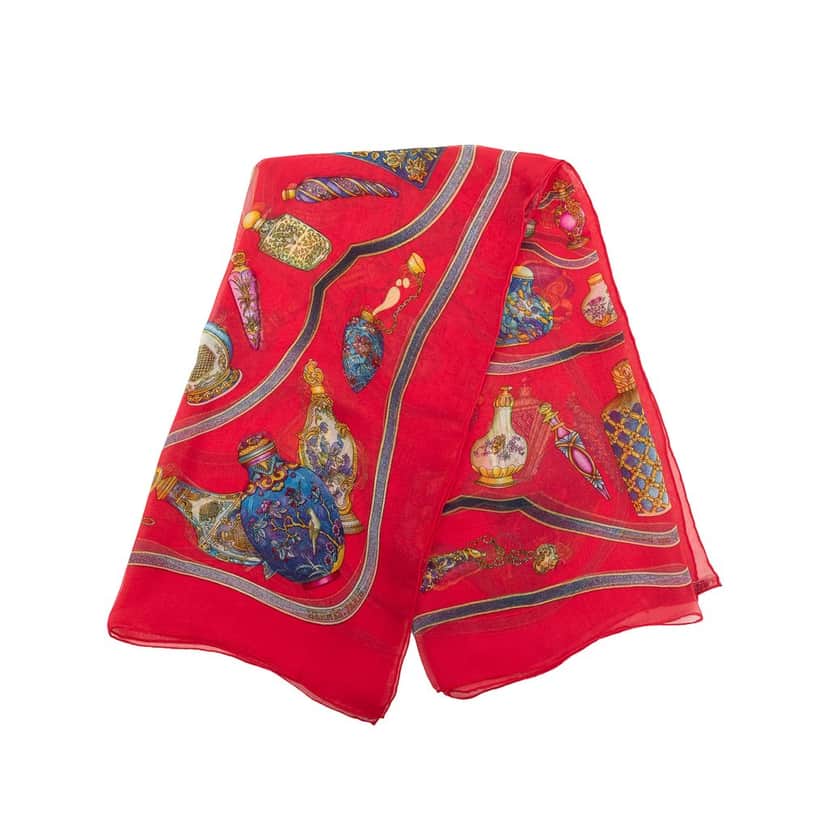 Hermès Qu Importe Le Flacon Silk Scarf 90 Red Very good condition - Front View