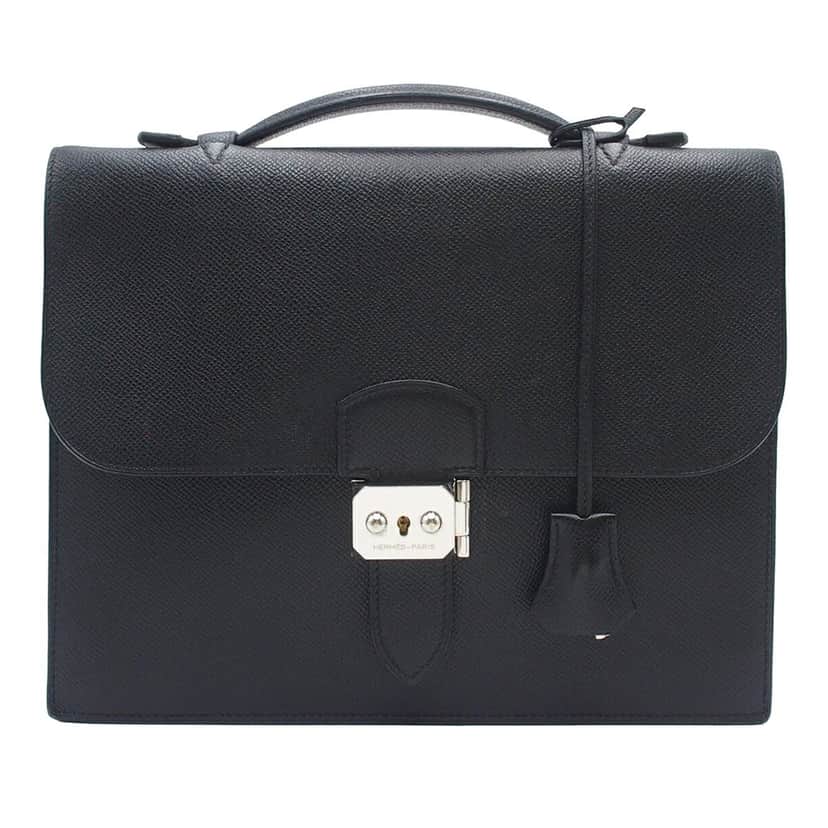 Hermès Swift Sac A Depeches 27 Black Leather Very good condition - Front View