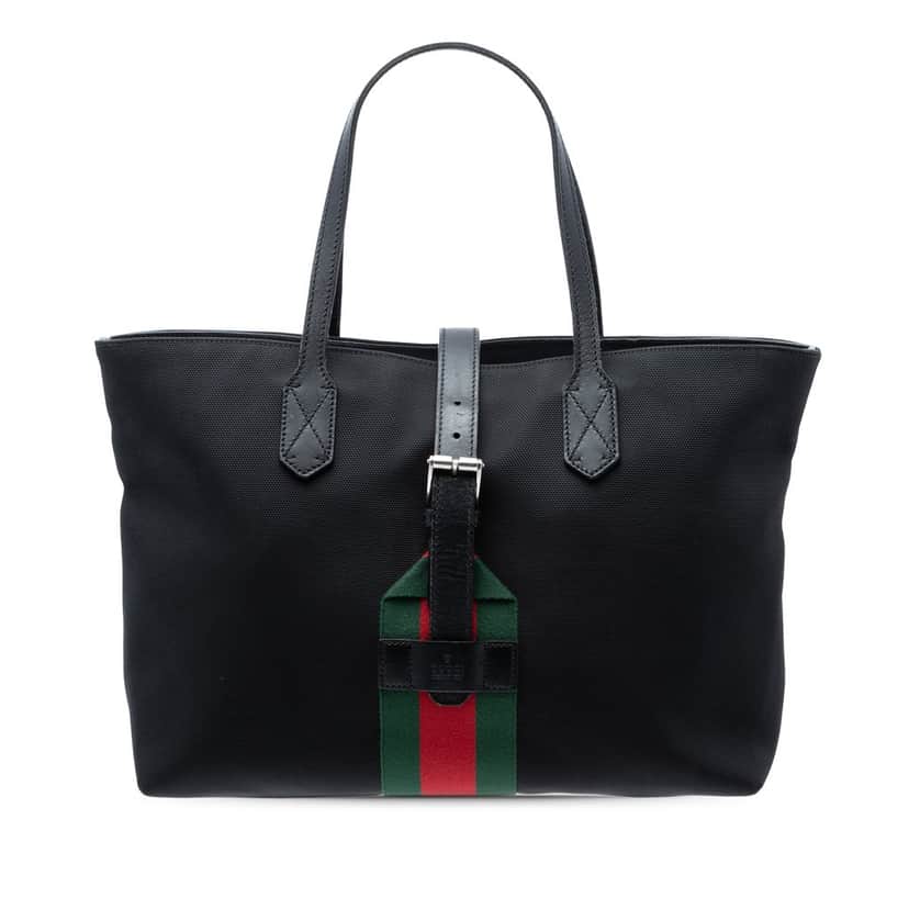 Gucci Techno Canvas Web Buckle Tote Black Very good condition - Front View