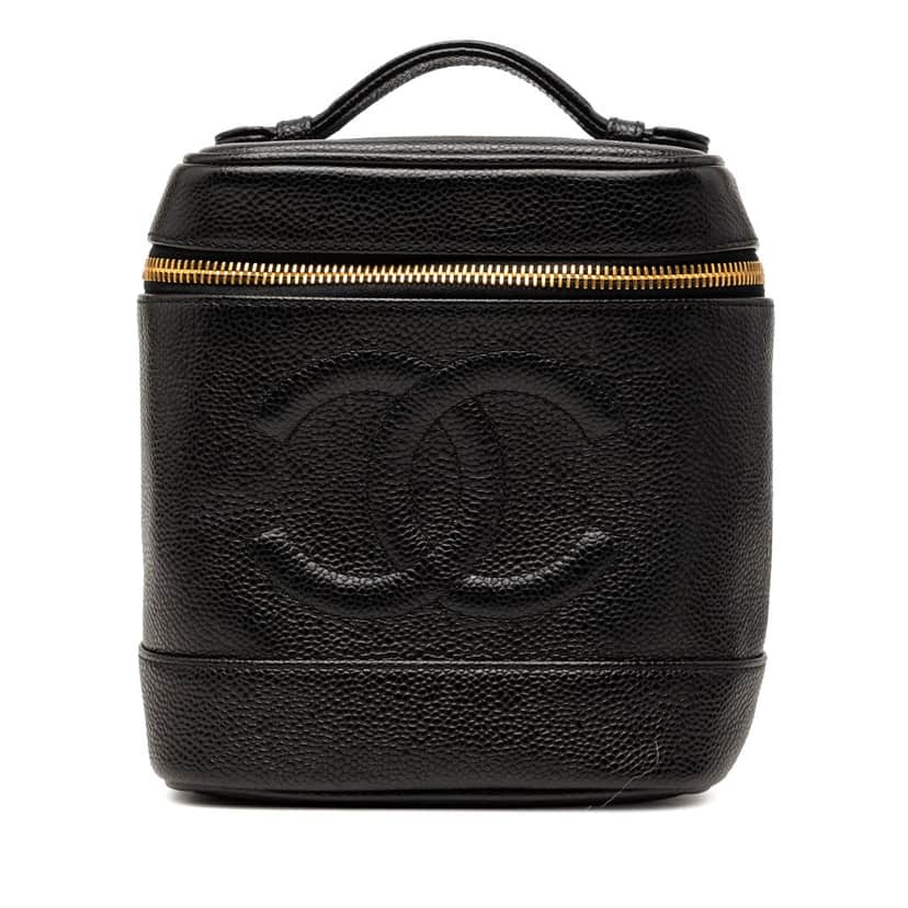 Chanel CC Caviar Vanity Bag Black Leather Very good condition - Front View