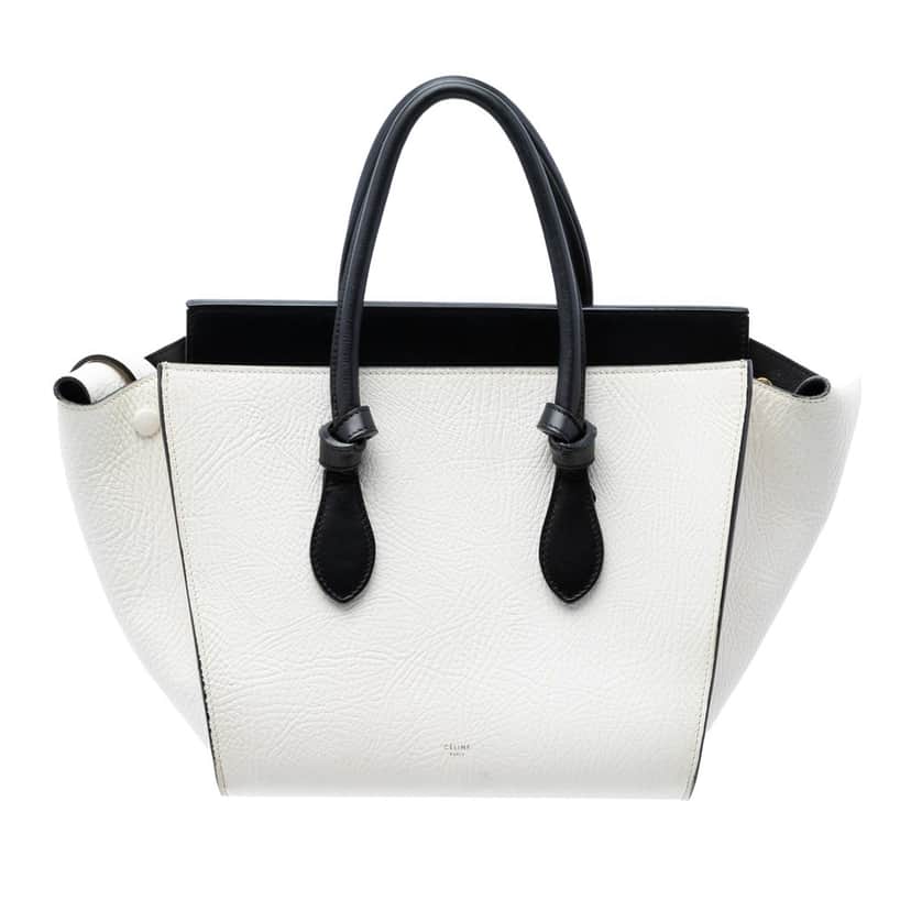 Celine Medium Bicolor Calfskin Tie Knot Tote White Leather Very good condition - Front View