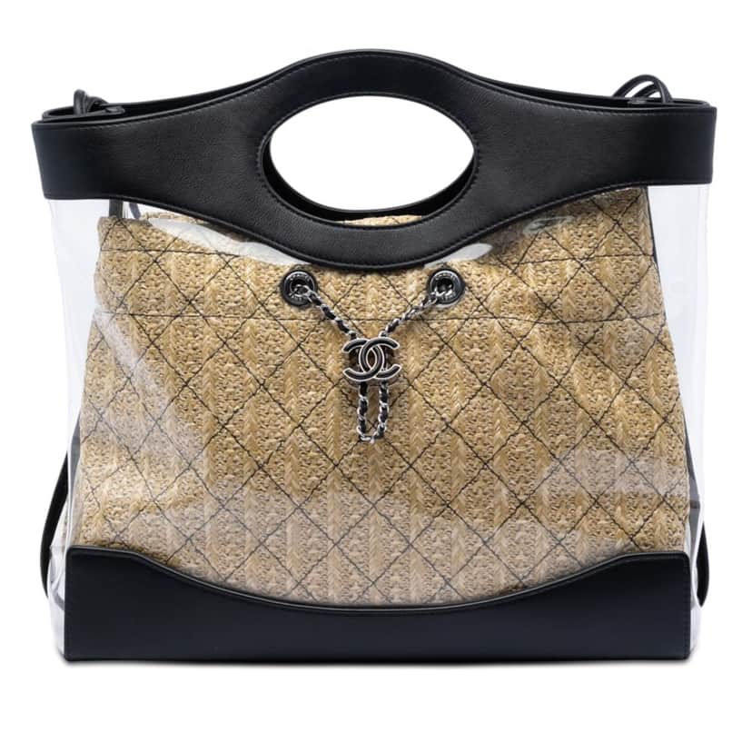 Chanel PVC and Calfskin 31 Shopping Tote Black Plastic Very good condition - Front View